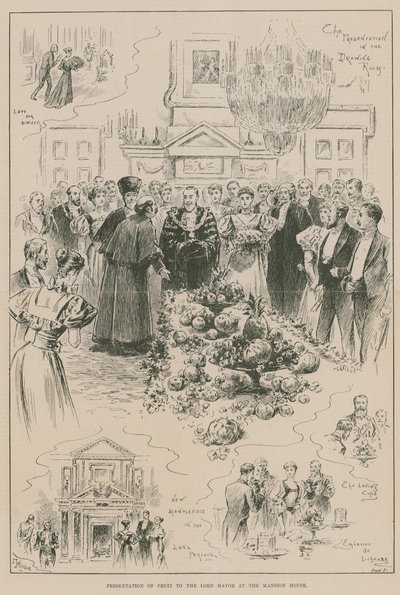 Prezentacja owoców burmistrzowi w rezydencji autorstwa John Jellicoe