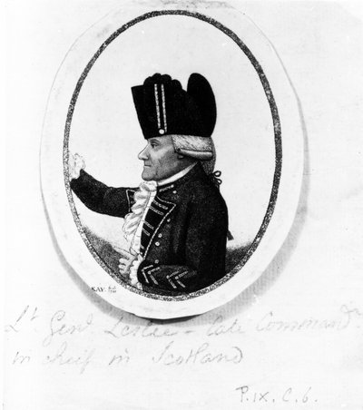 Hon. Alexander Leslie (Dziewiąty Pułk Piechoty), ilustracja z „Kays Portraits”, 1789 autorstwa John Kay