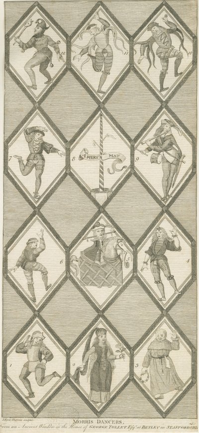 Okno Betley Glass - Morris Dancers: grawerowanie, bd [1751-1790] autorstwa John Keyse Sherwin