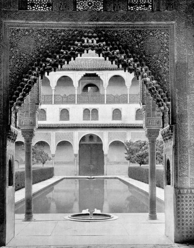Court of the Myrtles, Alhambra, Hiszpania, 1893. autorstwa John L. Stoddard