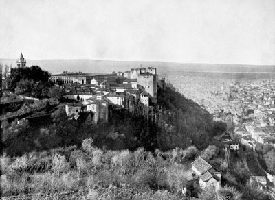 Widok na Alhambrę, Granada, Hiszpania, 1893 r. autorstwa John L. Stoddard