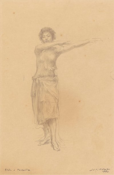 Taupo tańczy stojącego Śiwę, Samoa autorstwa John La Farge