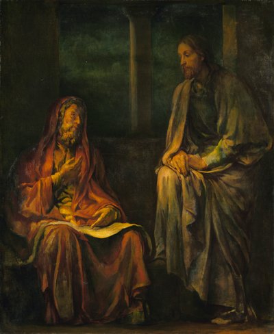 Wizyta Nikodema do Chrystusa, 1880. autorstwa John La Farge