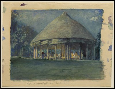 Chata w świetle księżyca, Iva, Savaii, październik 1890, 1890 autorstwa John La Farge or Lafarge