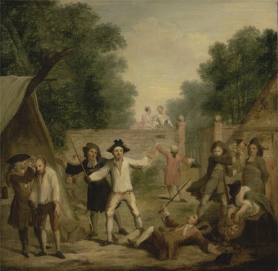 Obrona Hoba, ok. 1725 (olej na płótnie) autorstwa John Laguerre