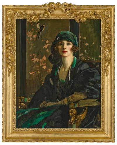 Dama w czerni i zieleni: Pani Freda Dudley Ward autorstwa John Lavery
