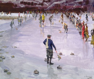 Curling w Wengen (olej na płótnie) autorstwa John Lavery