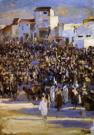 Rynek, Tangier (olej na desce) autorstwa John Lavery