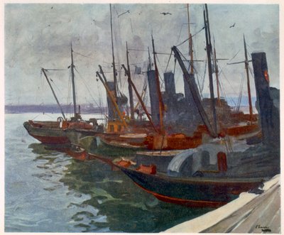 Sapery w porcie, od brytyjskich artystów na froncie, kontynuacja frontu zachodniego, 1918 autorstwa John Lavery