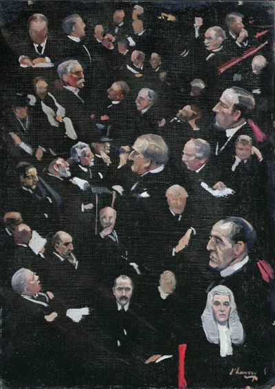 Studia w Izbie Lordów, wicehrabia Morley przenoszący adres, 14 grudnia 1921 r. autorstwa John Lavery
