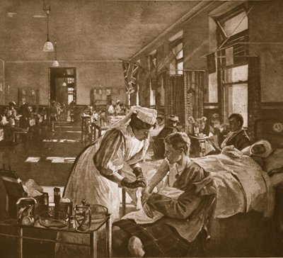 Ranny; Szpital w Londynie, 1914-19 autorstwa John Lavery