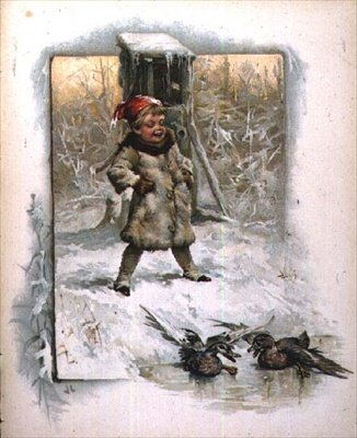 Jack Frost: Mały chłopiec ogląda kaczki na lodzie autorstwa John Lawson
