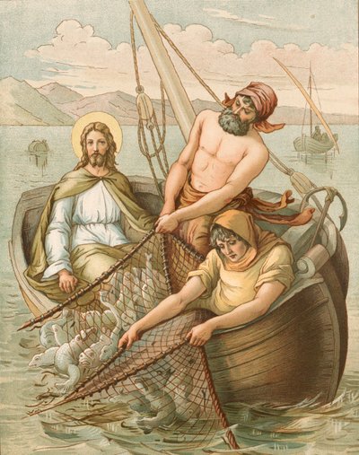 Jezus łowi ryby autorstwa John Lawson