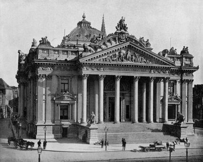 Giełda Papierów Wartościowych w Brukseli, ok. godz. 1900 (zdjęcie czarno-białe) autorstwa John Lawson Stoddard
