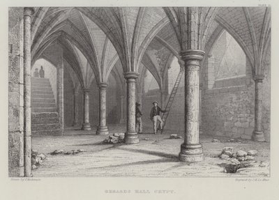Krypta w sali Gerarda, Guildhall, City of London (rycina) autorstwa John Le Keux
