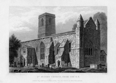 Kościół św. Piotra, od południowego wschodu, Oxford, 1833. autorstwa John Le Keux