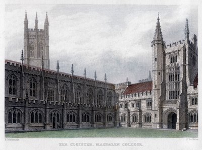 Klasztor, Magdalen College, Uniwersytet Oksfordzki, XIX wiek. autorstwa John Le Keux