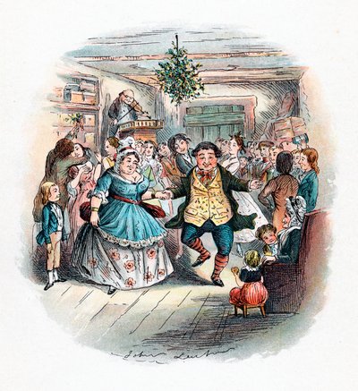 Opowieść wigilijna: Bal pana Fezziwiga, 1843 autorstwa John Leech