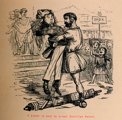 Lictor zostaje wysłany, by aresztować Publiliusa Volero, 1852 r. autorstwa John Leech