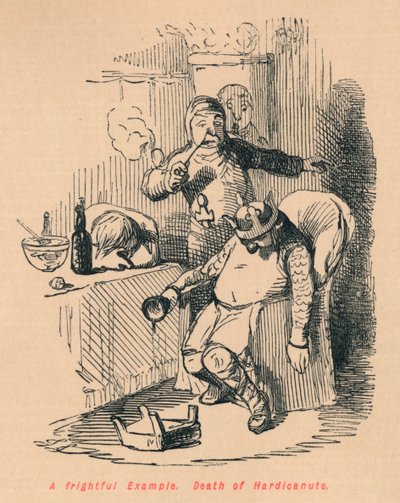 Przerażający przykład. Śmierć Hardicanuta, ok. 1860, ok. 1860 autorstwa John Leech
