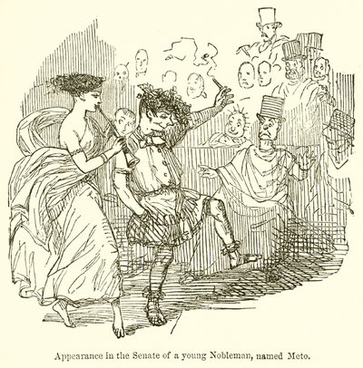 Wystąpienie w Senacie Młodego Szlachcica imieniem Meto autorstwa John Leech