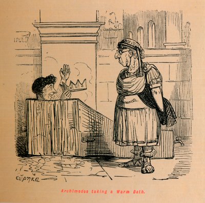 Archimedes biorący ciepłą kąpiel, 1852 autorstwa John Leech