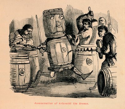 Zabójstwo Artaveldta Piwowara, ok. 1860, ok. 1860 autorstwa John Leech