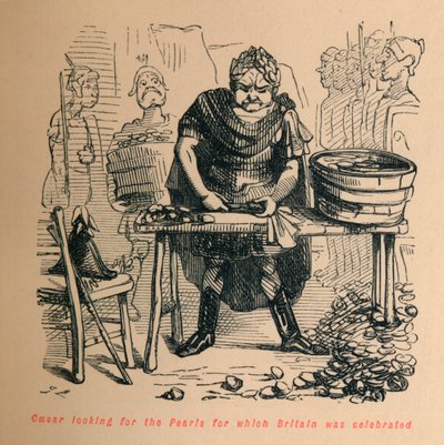 Cezar szukający pereł, za które słynęła Wielka Brytania, ok. 1860, ok. 1860. autorstwa John Leech