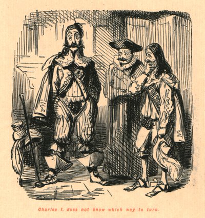 Karol I. nie wie, w którą stronę skręcić, 1897. autorstwa John Leech