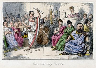 Cyceron potępiający Cataline, lata 50. XIX wieku. autorstwa John Leech
