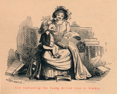 Clio instruuje młodego brytyjskiego lwa w historii, c1860, c1860 autorstwa John Leech