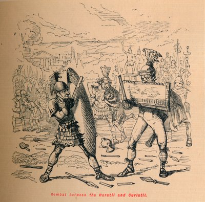 Walka między Horatiami i Kuriacjami, 1852 autorstwa John Leech
