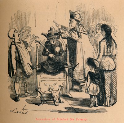Koronacja Ethelreda Niegotowego, ok. 1860, ok. 1860 autorstwa John Leech