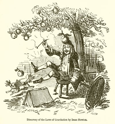 Odkrycie praw grawitacji przez Izaaka Newtona autorstwa John Leech