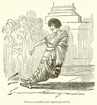Drusus zostaje dźgnięty i wygasa wdzięcznie autorstwa John Leech