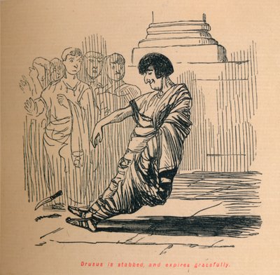 Drusus zostaje dźgnięty i umiera z wdziękiem, 1852 autorstwa John Leech
