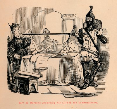 Earl de Warenne przedstawiający swój tytuł komisarzom, c1860, c1860 autorstwa John Leech