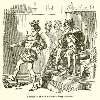 Edward II i jego ulubieniec, Piers Gaveston autorstwa John Leech