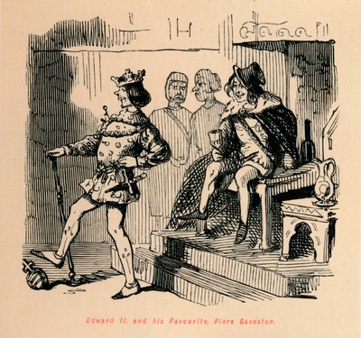 Edwarda II. i jego ulubieniec, Piers Gaveston, c1860, c1860 autorstwa John Leech