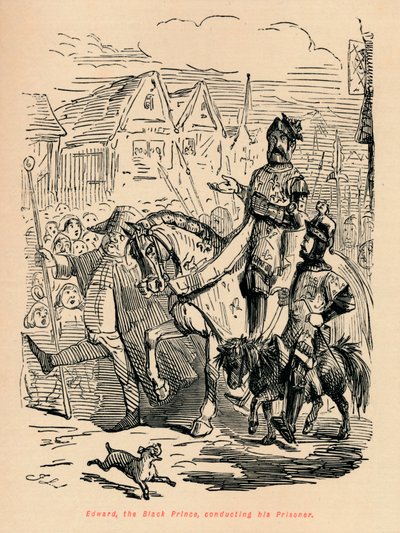 Edward Czarny Książę, dyrygujący swoim więźniem, ok. 1860, ok. 1860 autorstwa John Leech