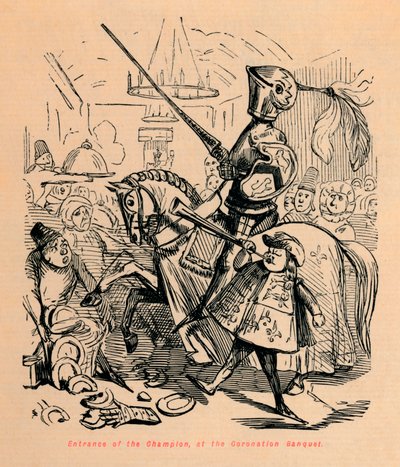 Wejście czempiona na bankiet koronacyjny, ok. 1860, ok. 1860 autorstwa John Leech