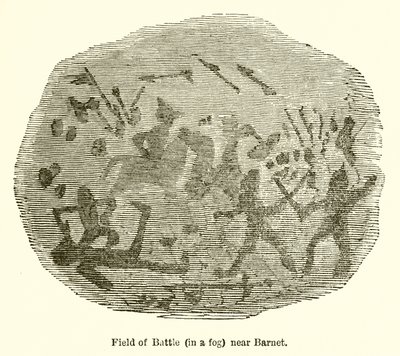 Pole bitwy (we mgle) w pobliżu Barnet autorstwa John Leech