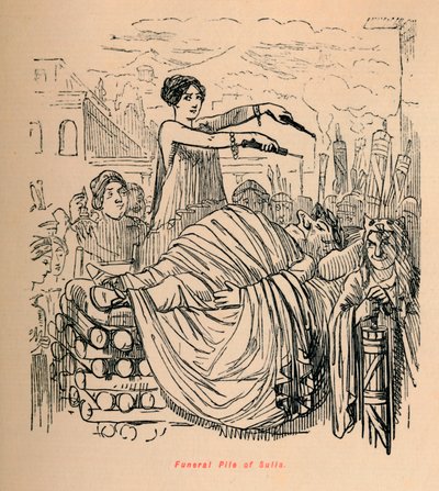 Stos pogrzebowy Sulli, 1852 r. autorstwa John Leech