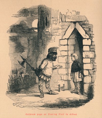 Guthrum składa wieczorną wizytę Alfredowi, ok. 1860, ok. 1860. autorstwa John Leech