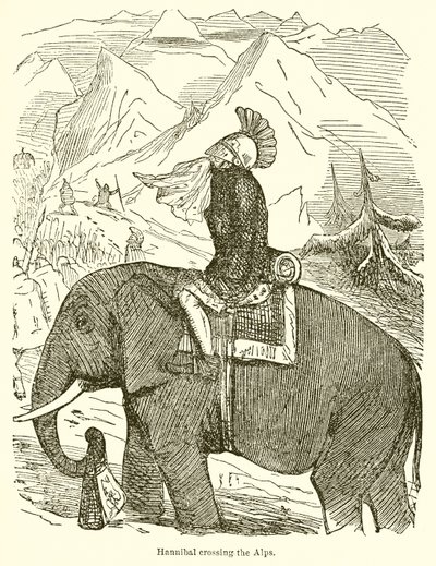 Hannibal przekraczający Alpy autorstwa John Leech