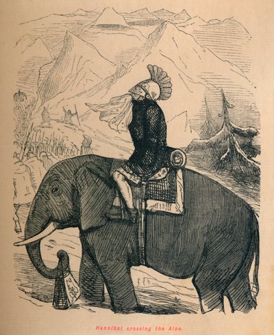 Hannibal przekraczający Alpy, 1852 autorstwa John Leech