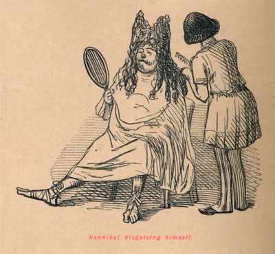 Hannibal przebierający się, 1852 autorstwa John Leech