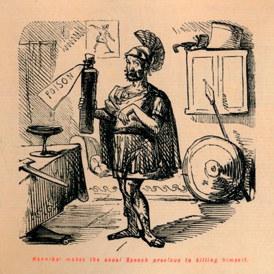 Hannibal wygłasza zwykłą mowę przed samobójstwem, 1852 autorstwa John Leech