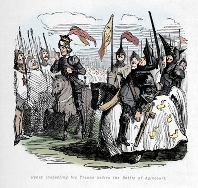 Henryk przeprowadza inspekcję swoich oddziałów przed bitwą pod Agincourt, ok. 1860, ok. 1860 autorstwa John Leech