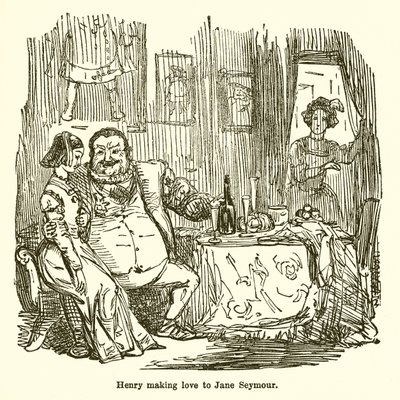 Henryk kochający się z Jane Seymour autorstwa John Leech